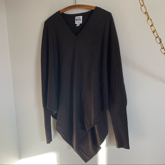 Angelo Tarlazzi Dark Brown Oversized V-Neck Sweater sz 6 - Picture 1 of 7